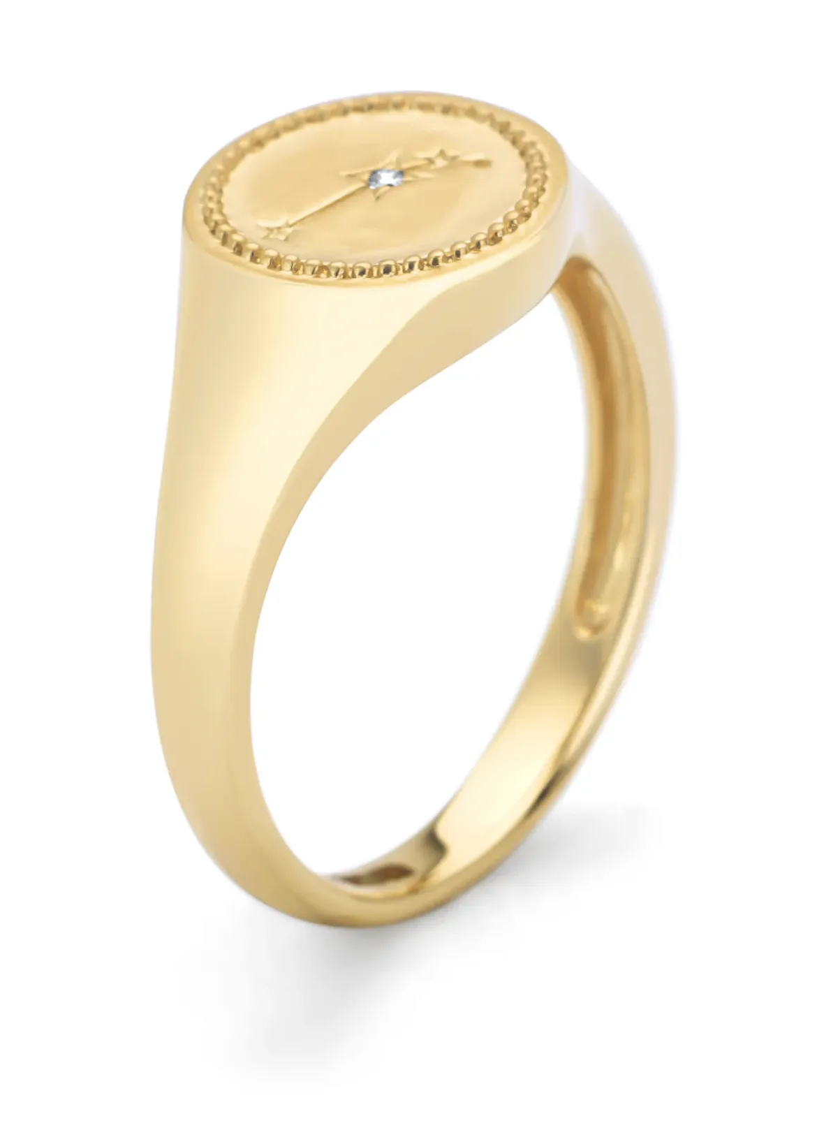 Diamond Point Geelgouden Ringen|Zegelringen<Geelgouden zegelring, Zodiac-Aries (Ram)