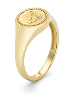 Diamond Point Geelgouden Ringen|Zegelringen<Geelgouden zegelring, Zodiac-Capricorn (Steenbok)