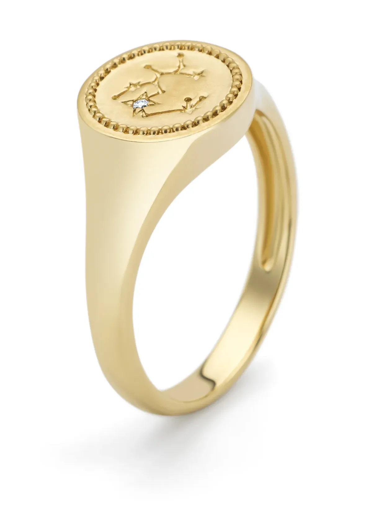 Diamond Point Geelgouden Ringen|Zegelringen<Geelgouden zegelring, Zodiac-Sagittarius (Boogschutter)