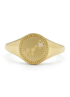 Diamond Point Geelgouden Ringen|Zegelringen<Geelgouden zegelring, Zodiac-Scorpio (Schorpioen)