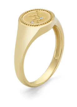 Diamond Point Geelgouden Ringen|Zegelringen<Geelgouden zegelring, Zodiac-Virgo (Maagd)
