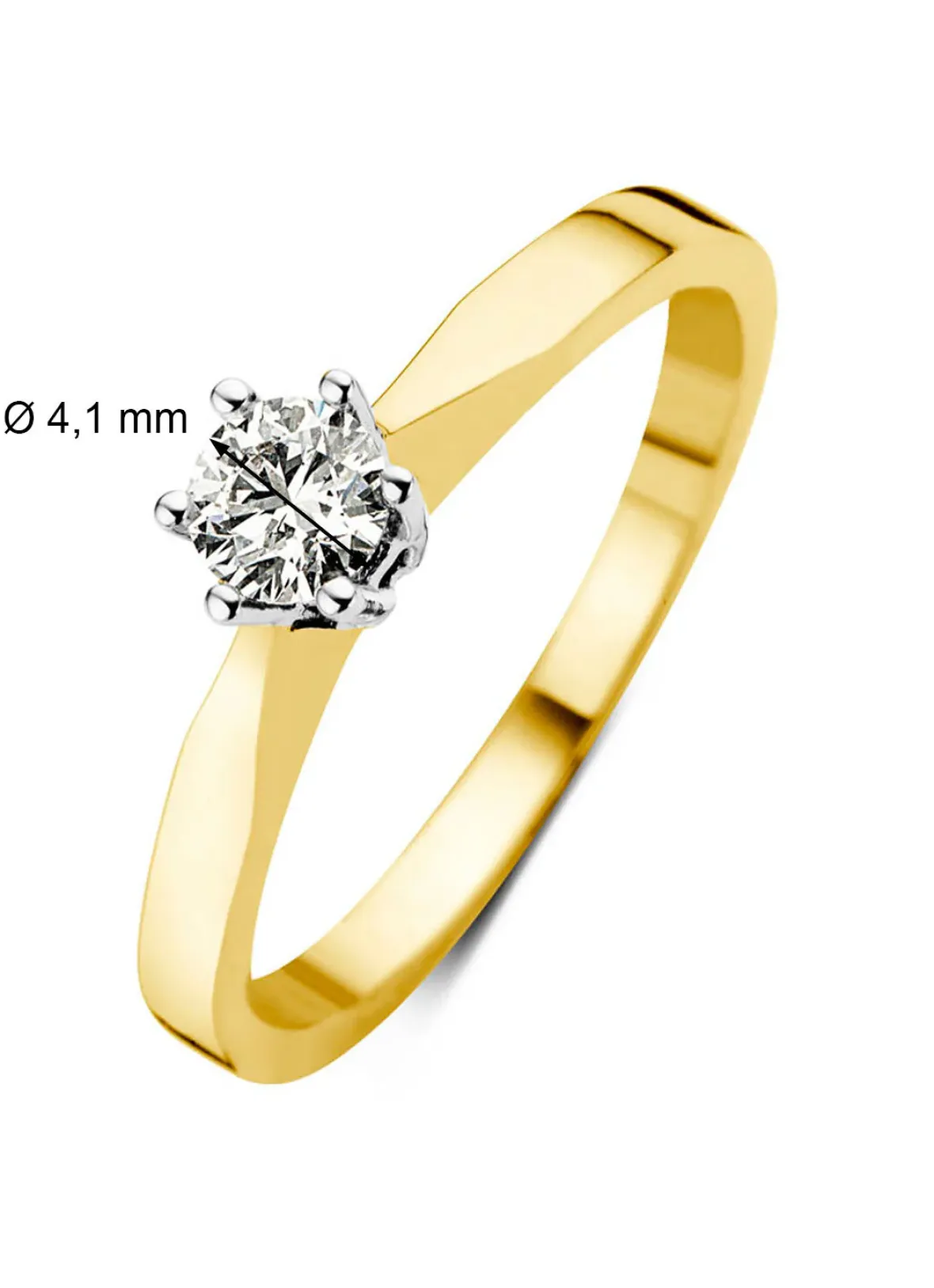 Diamond Point Solitair C|Solitair Classic<Gouden solitairring, 0.29 ct diamant, Groeibriljant
