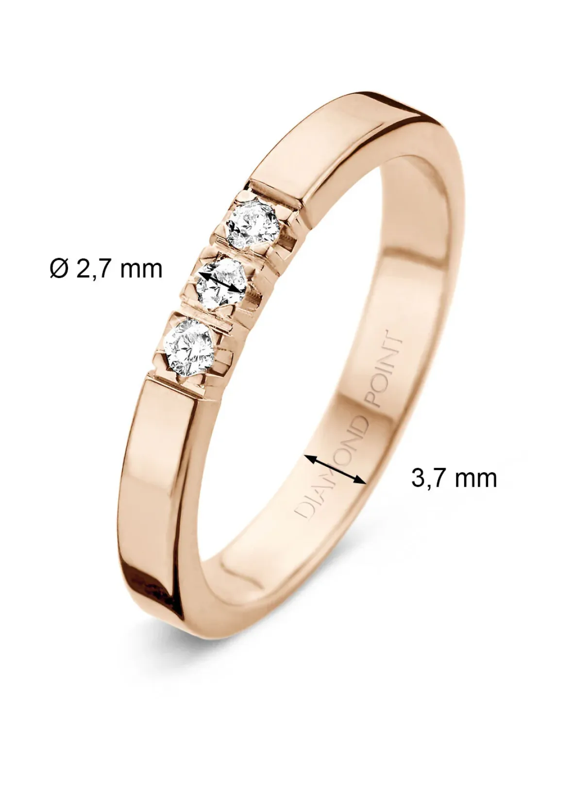 Diamond Point Alliance|Groeibriljant Ringen<Roségouden alliance ring, 0.21 ct diamant, Groeibriljant