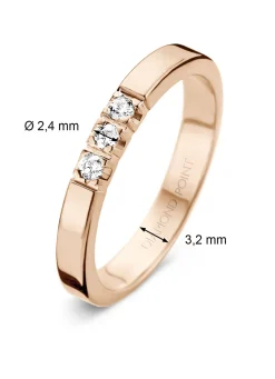 Diamond Point Alliance|Groeibriljant Ringen<Roségouden alliance ring, 0.15 ct diamant, Groeibriljant