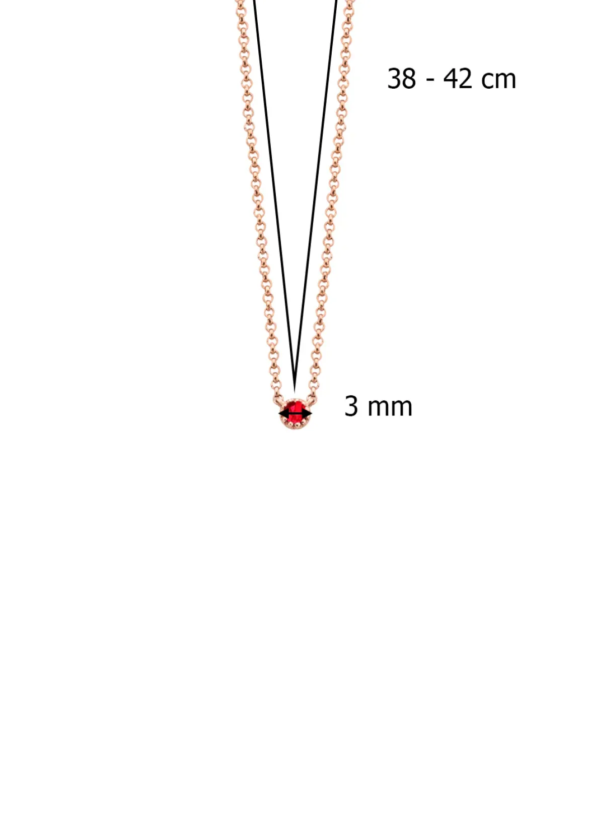 Diamond Point Roségouden Colliers|Colliers Met Kleurstenen<Roségouden collier, 0.05 ct robijn, Joy