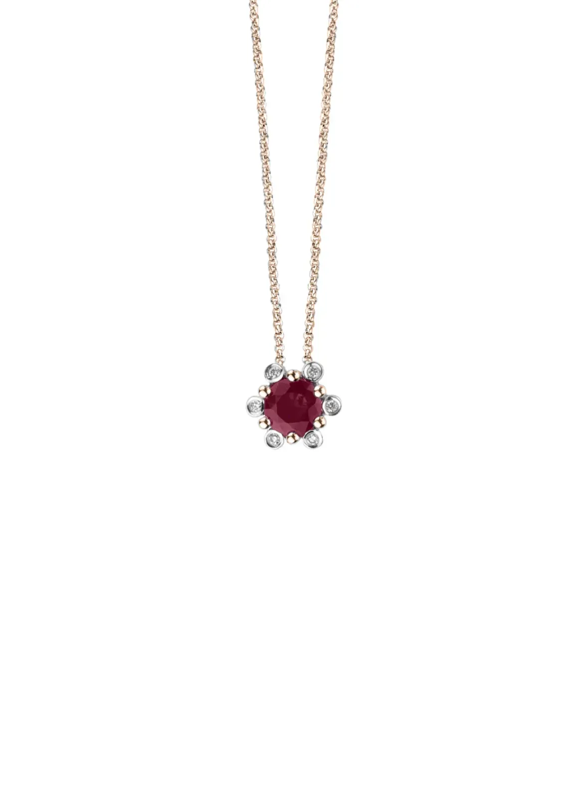 Diamond Point Losse Hangers|Roségouden Bruidssieraden<Roségouden hanger, 0.44 ct robijn, Empress