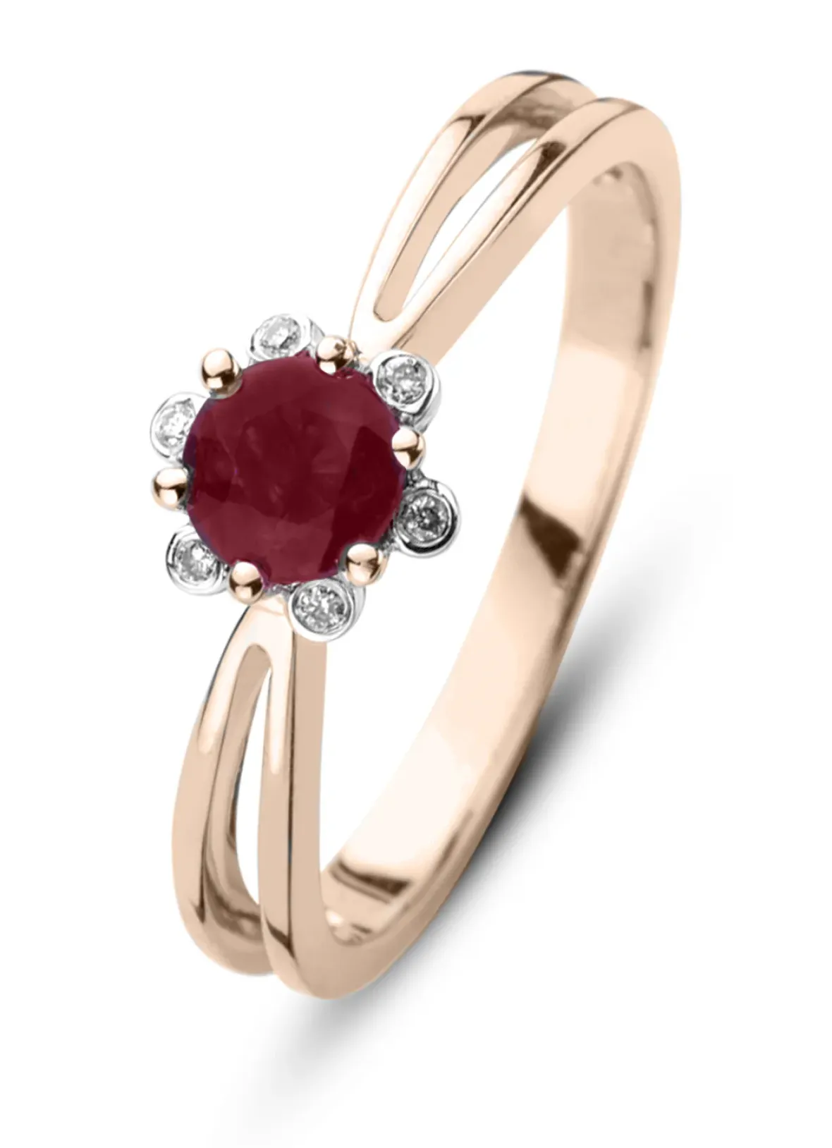 Diamond Point Roségouden Ringen|Ringen Met Kleurstenen<Roségouden ring, 0.44 ct robijn, Empress
