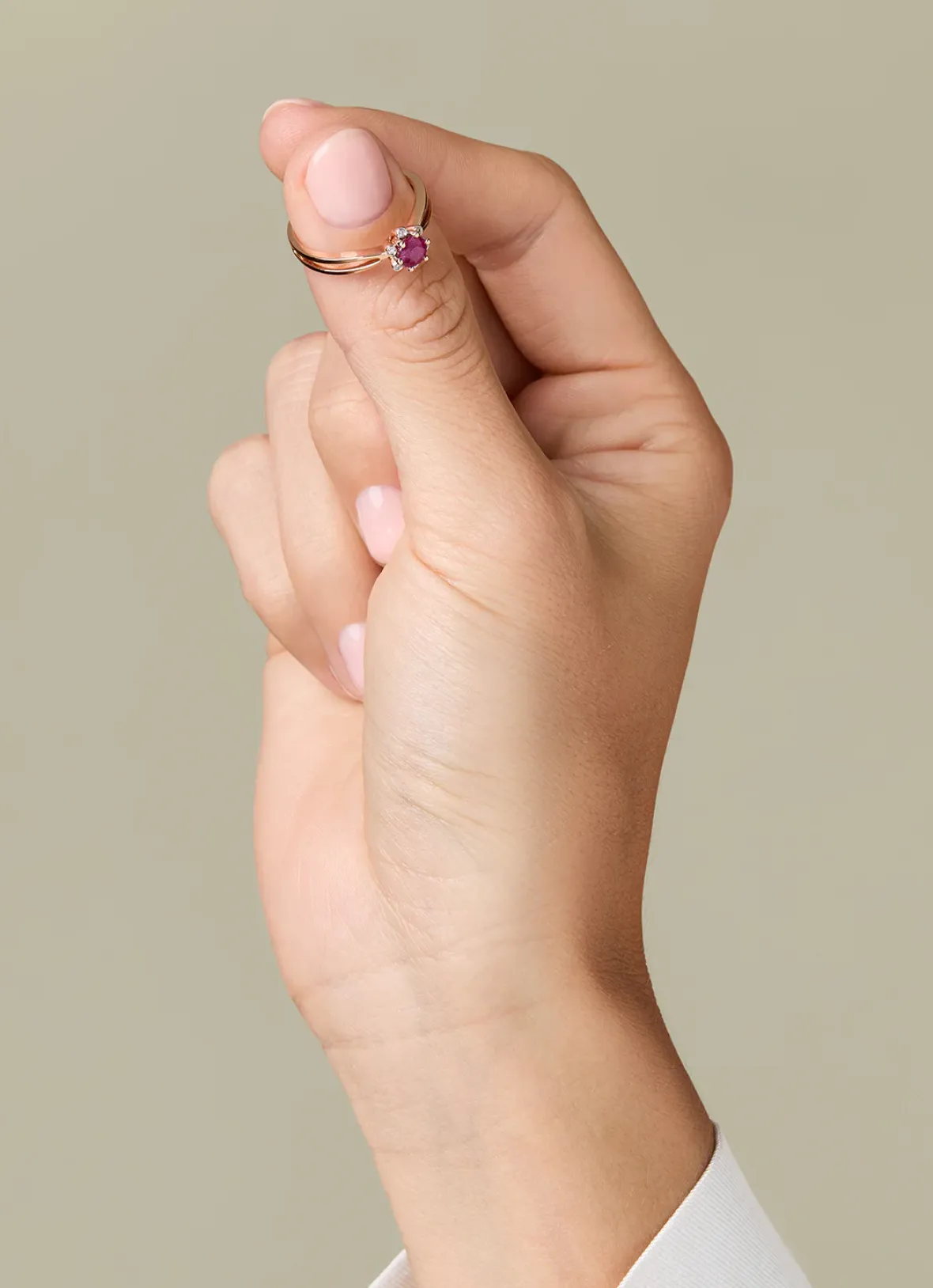 Diamond Point Roségouden Ringen|Ringen Met Kleurstenen<Roségouden ring, 0.44 ct robijn, Empress