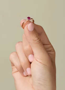 Diamond Point Roségouden Ringen|Ringen Met Kleurstenen<Roségouden ring, 0.44 ct robijn, Empress