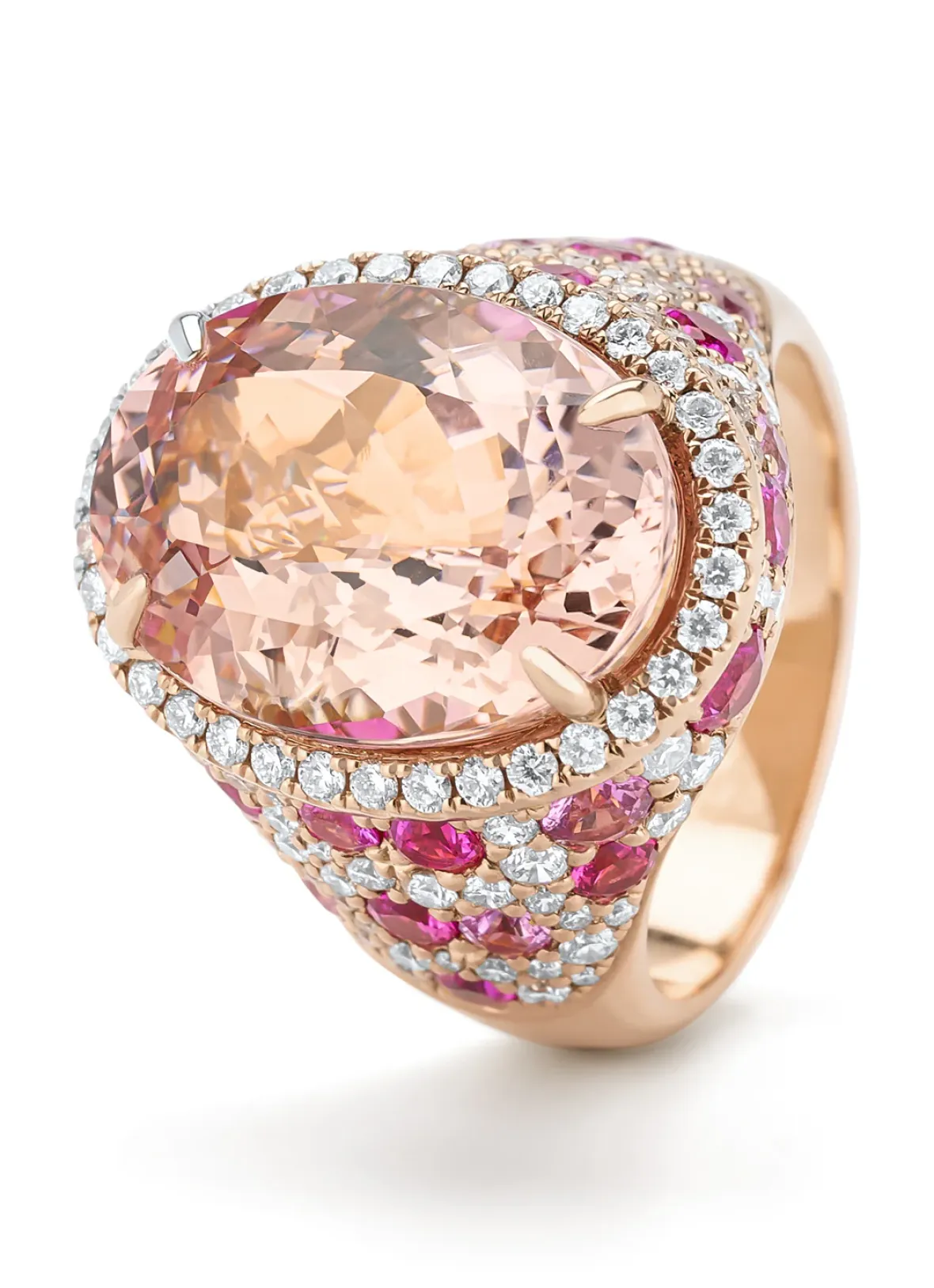 Diamond Point Roségouden Ringen|Ringen Met Kleurstenen<Roségouden ring, 10.30 ct roze morganite, Gallery