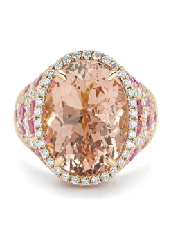Diamond Point Roségouden Ringen|Ringen Met Kleurstenen<Roségouden ring, 10.30 ct roze morganite, Gallery