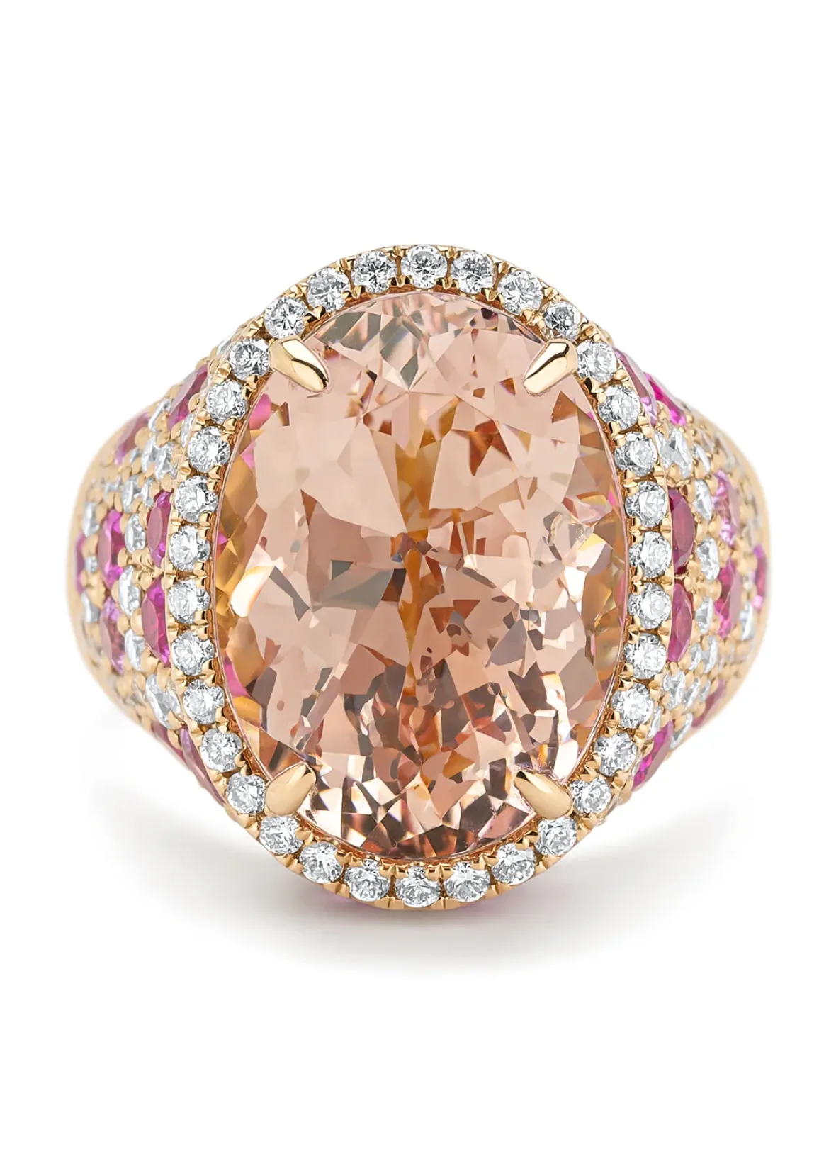 Diamond Point Roségouden Ringen|Ringen Met Kleurstenen<Roségouden ring, 10.30 ct roze morganite, Gallery