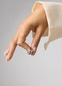 Diamond Point Roségouden Ringen|Ringen Met Kleurstenen<Roségouden ring, 0.54 ct rozenkwarts, Little Drops