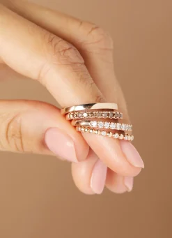 Diamond Point Roségouden Ringen|Fijne Ringen<Roségouden ring Ensemble