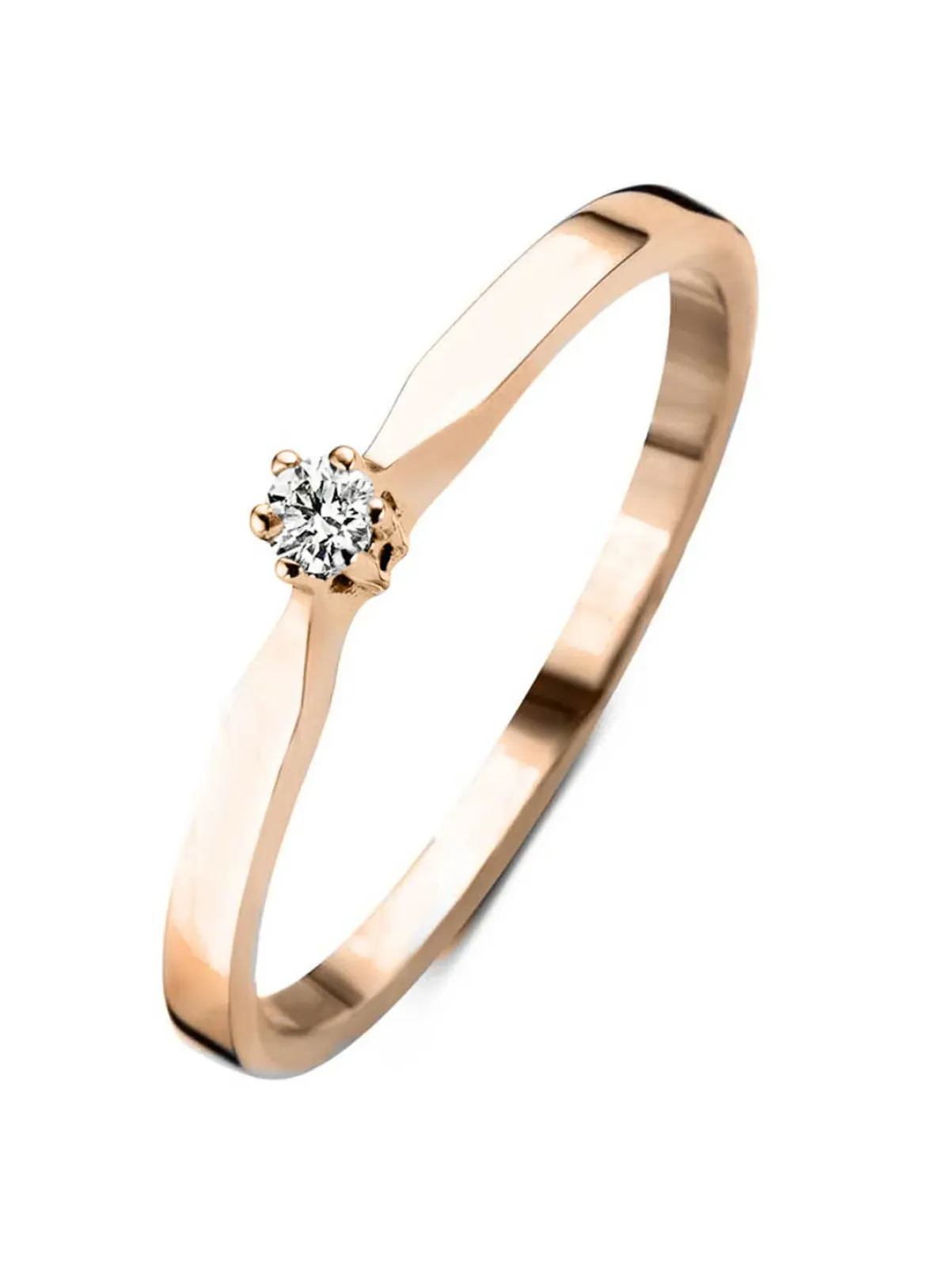 Diamond Point Solitair C|Solitair Classic<Roségouden solitairring, 0.02 ct diamant, Groeibriljant