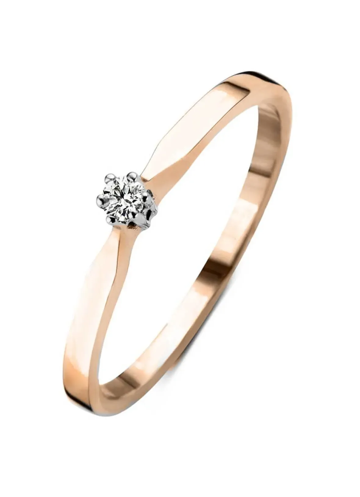 Diamond Point Solitair C|Solitair Classic<Roségouden solitairring, 0.04 ct diamant, Groeibriljant