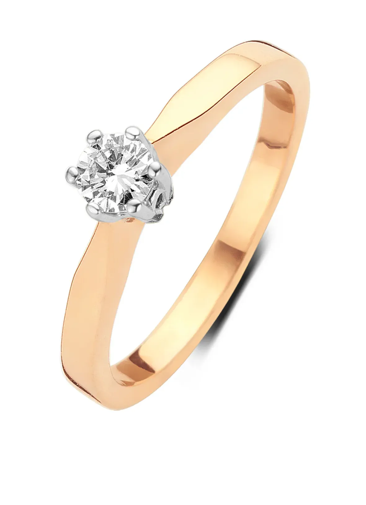 Diamond Point Solitair C|Solitair Classic<Roségouden solitairring, 0.17 ct diamant, Groeibriljant