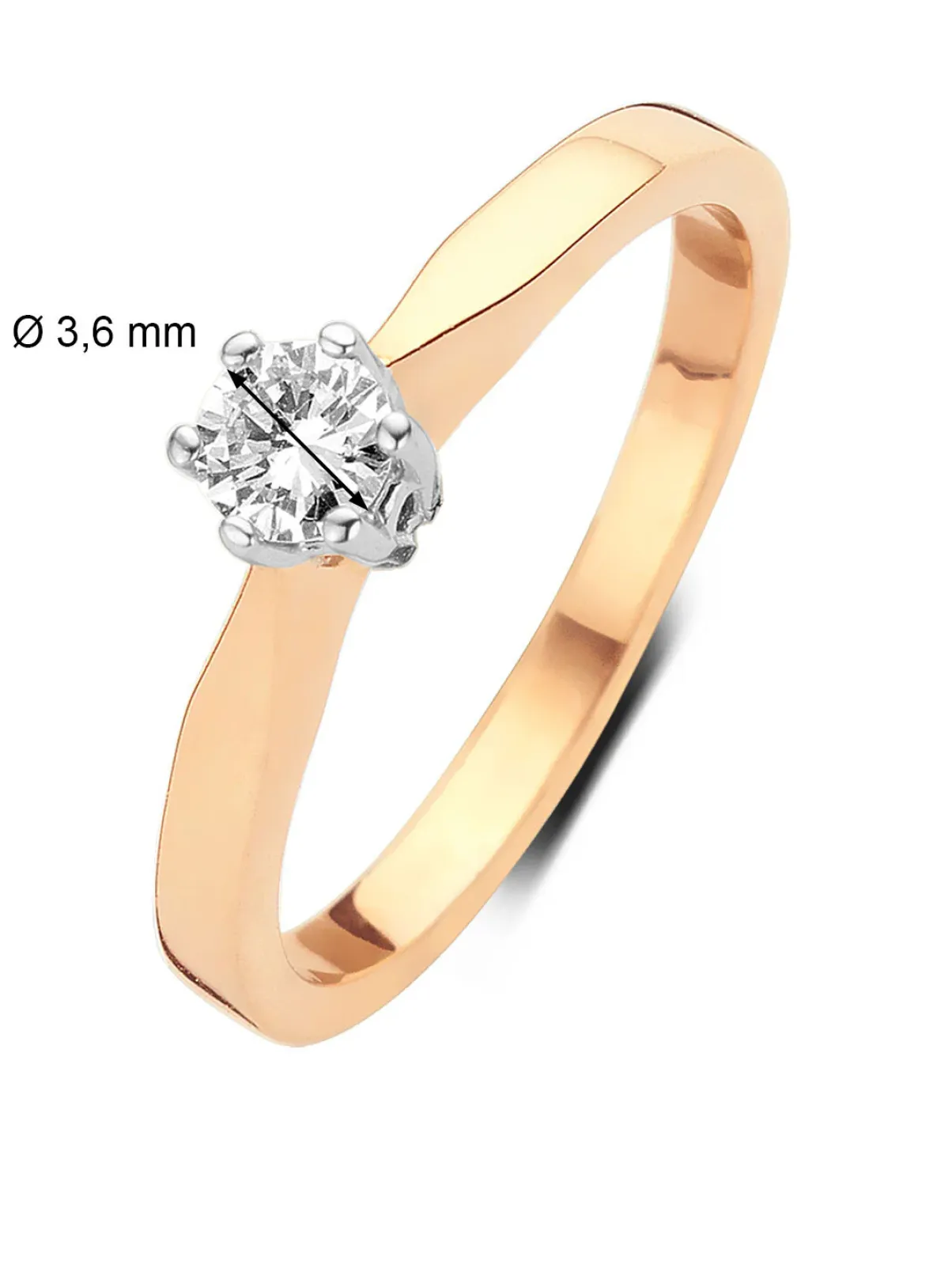Diamond Point Solitair C|Solitair Classic<Roségouden solitairring, 0.17 ct diamant, Groeibriljant