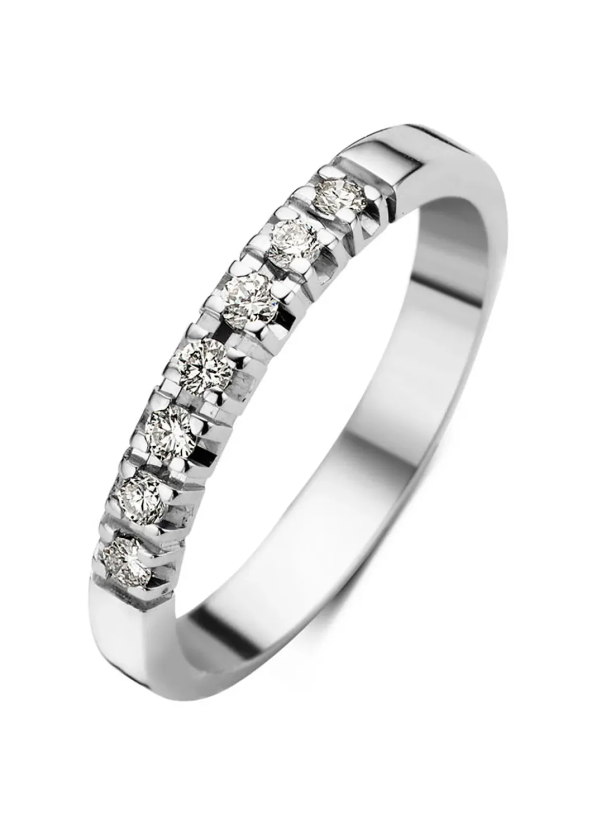 Diamond Point Alliance|Groeibriljant Ringen<Witgouden alliance ring, 0.14 ct diamant, Groeibriljant