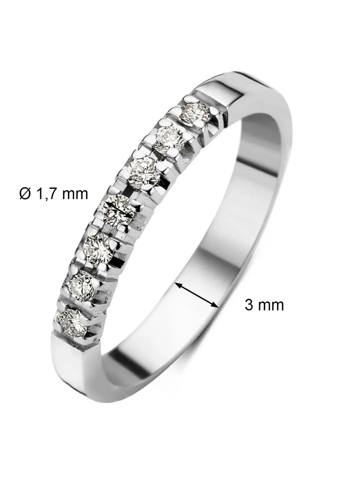Diamond Point Alliance|Groeibriljant Ringen<Witgouden alliance ring, 0.14 ct diamant, Groeibriljant