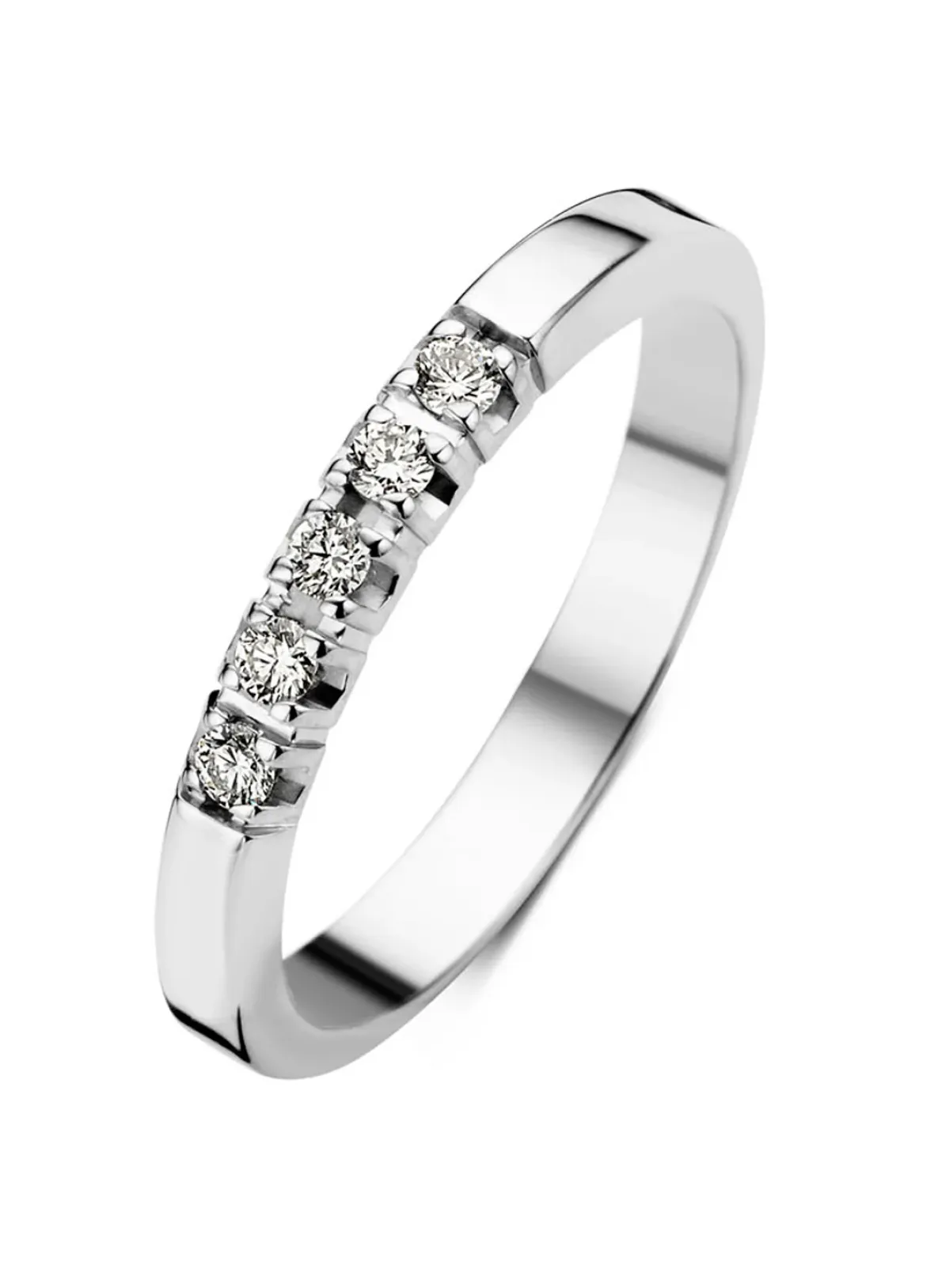 Diamond Point Alliance|Groeibriljant Ringen<Witgouden alliance ring, 0.10 ct diamant, Groeibriljant