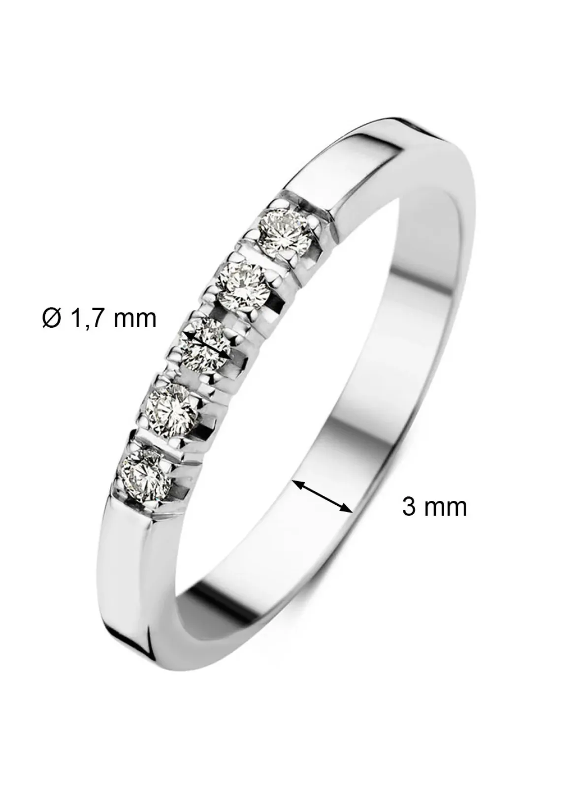 Diamond Point Alliance|Groeibriljant Ringen<Witgouden alliance ring, 0.10 ct diamant, Groeibriljant