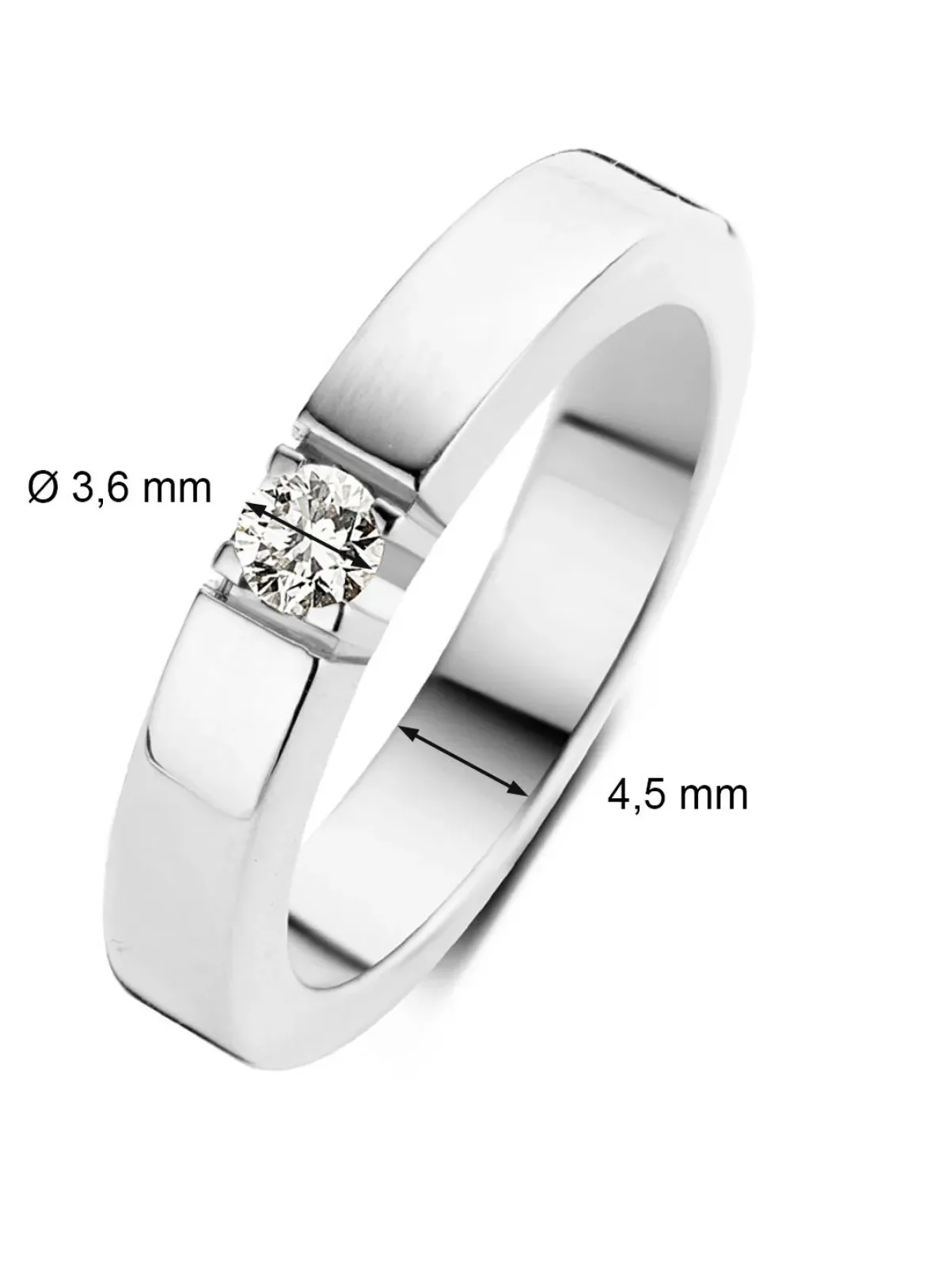 Diamond Point Alliance|Groeibriljant Ringen<Witgouden alliance ring, 0.16 ct diamant, Groeibriljant