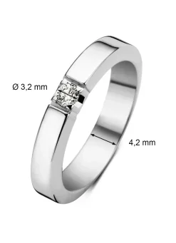 Diamond Point Alliance|Groeibriljant Ringen<Witgouden alliance ring, 0.13 ct diamant, Groeibriljant