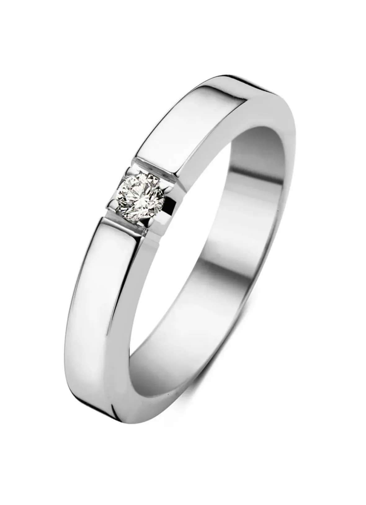 Diamond Point Alliance|Groeibriljant Ringen<Witgouden alliance ring, 0.07 ct diamant, Groeibriljant