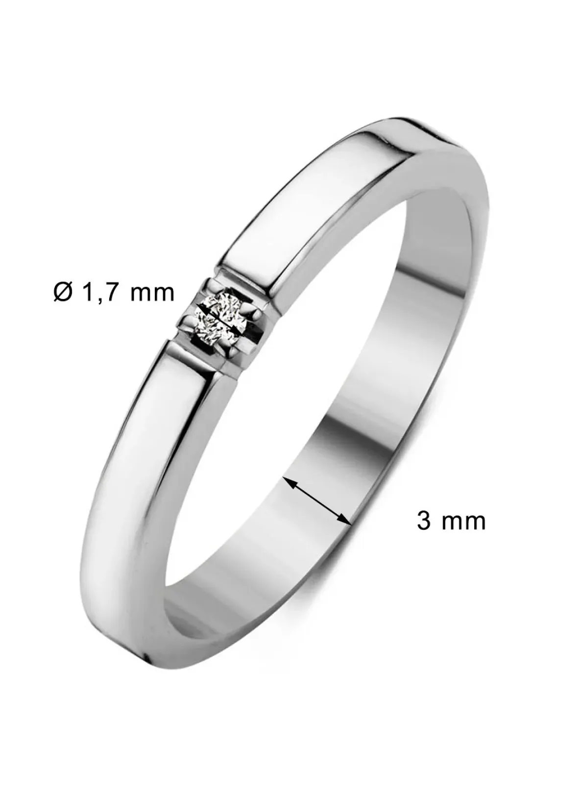 Diamond Point Alliance|Groeibriljant Ringen<Witgouden alliance ring, 0.02 ct diamant, Groeibriljant