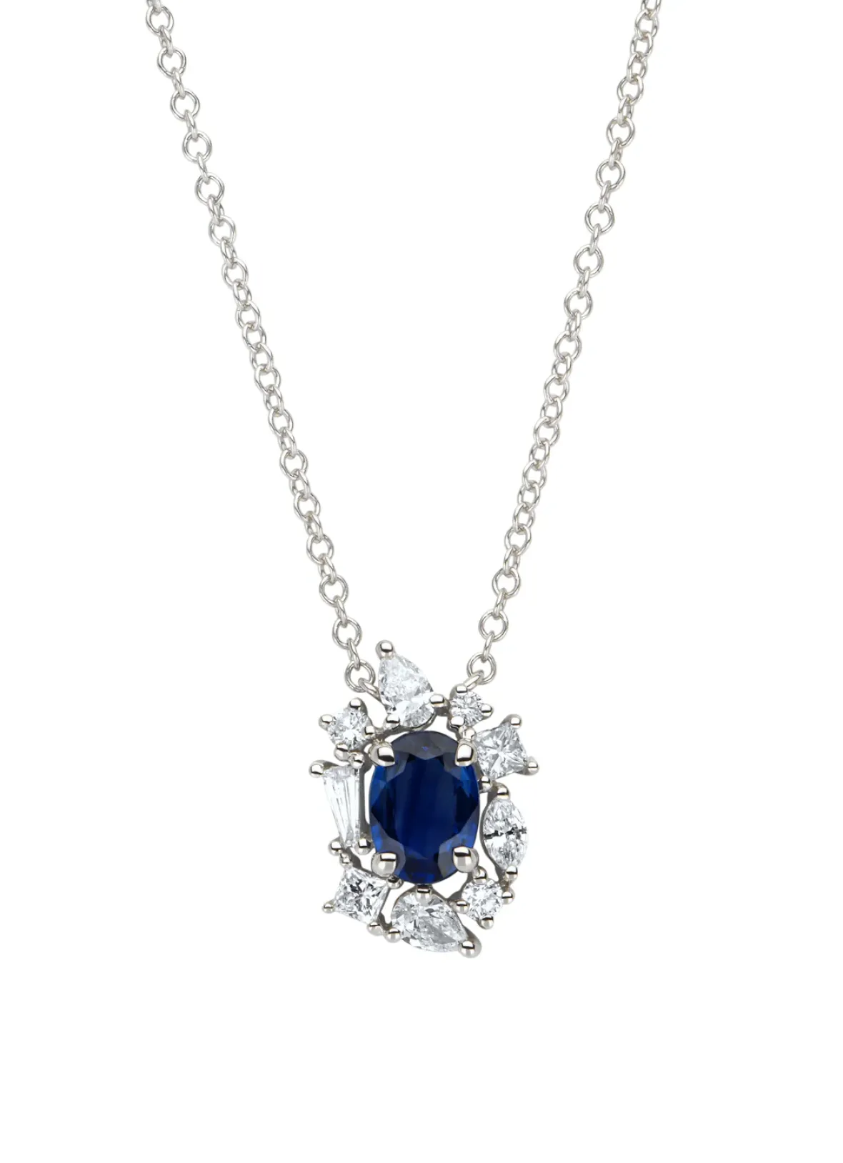 Diamond Point Witgouden Colliers|Colliers Met Kleurstenen<Witgouden collier, 0.84 ct blauwe saffier, Majestic