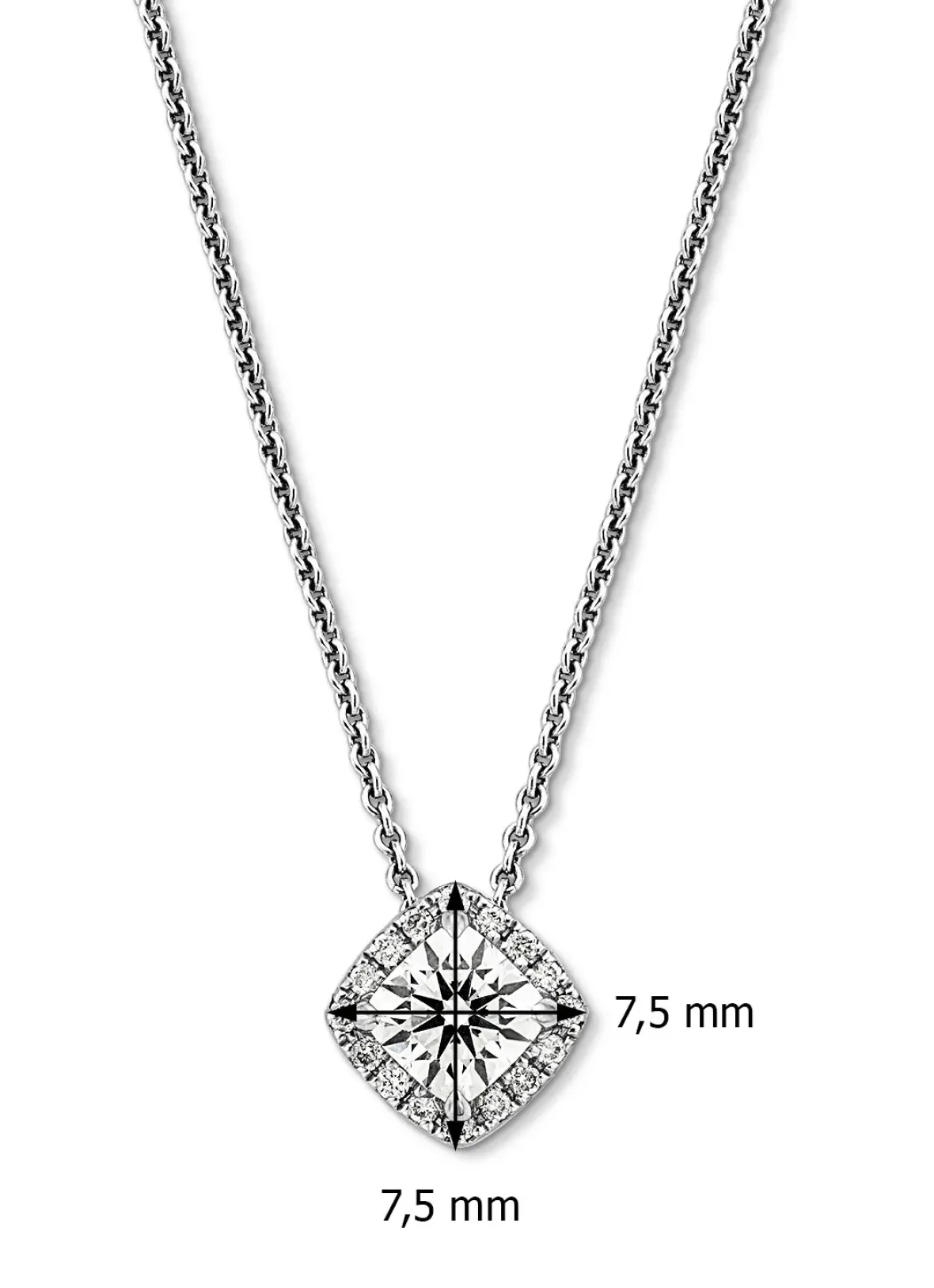 Diamond Point Witgouden Colliers|Diamanten Colliers<Witgouden collier, 0.71 ct diamant, Hearts & Arrows