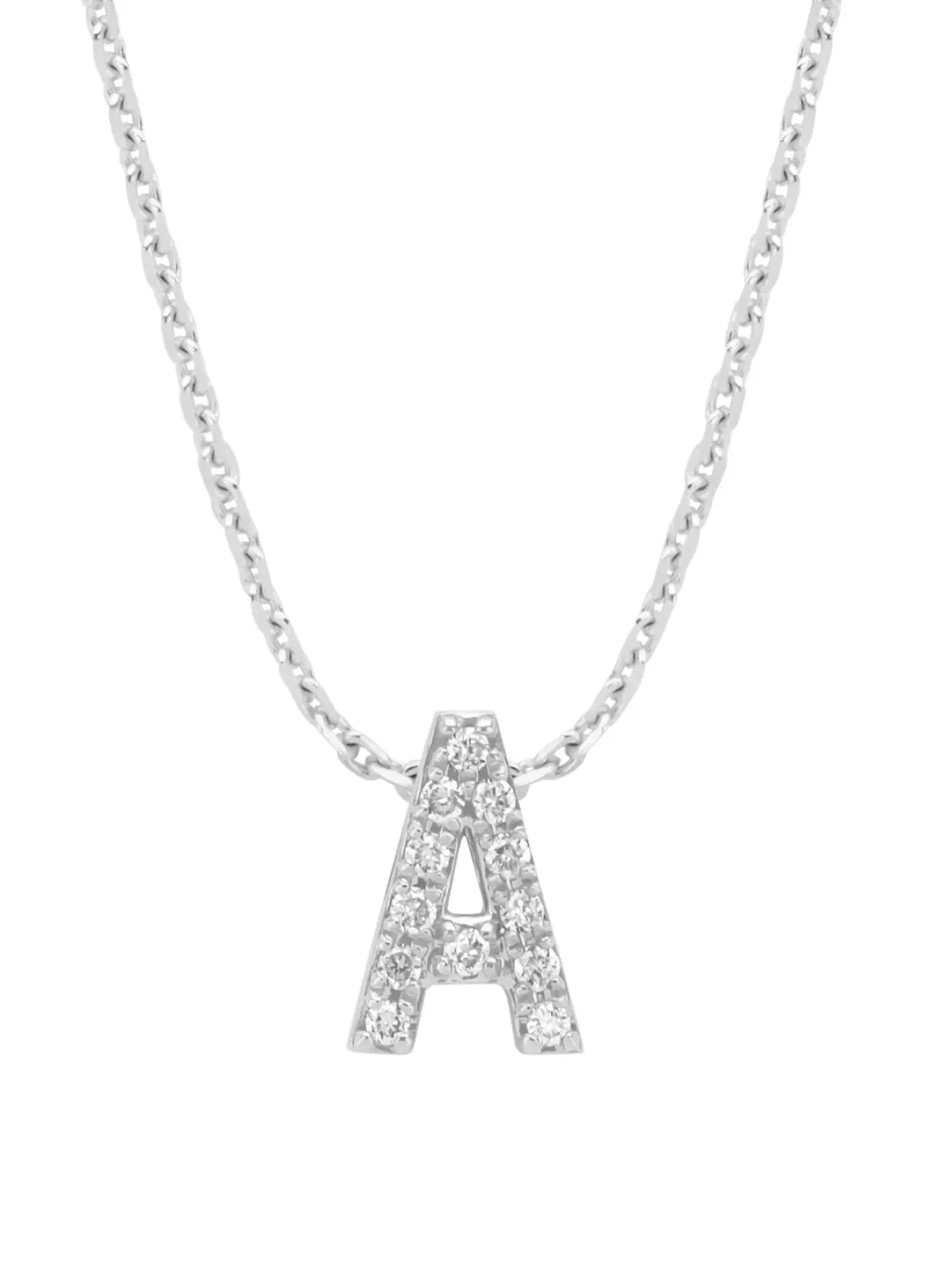 Diamond Point Letter Hangers|Losse Hangers<Witgouden hanger A, 0.05 ct diamant, Alphabet