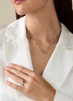Diamond Point Losse Hangers|Witgouden Bruidssieraden<Witgouden hanger, 0.47 ct blauwe saffier, Empress