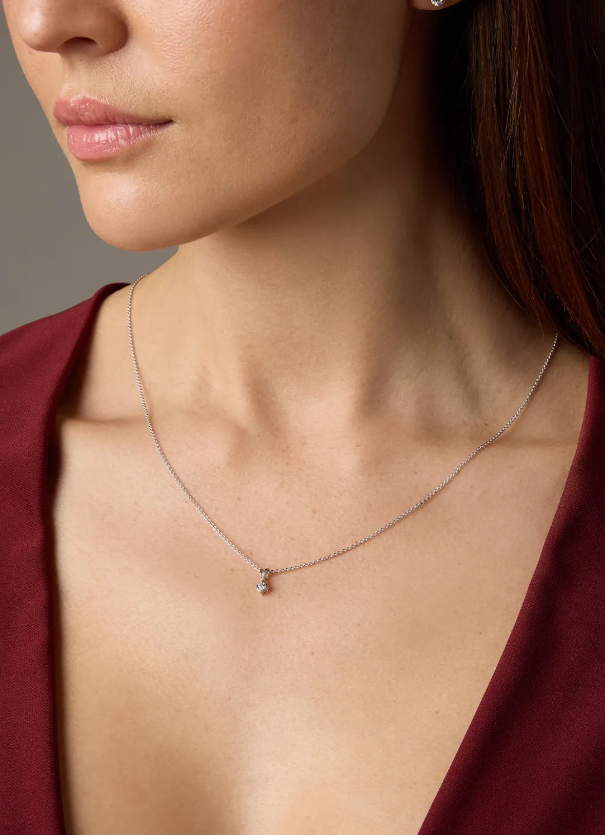 Diamond Point Solitair C|Solitair Classic<Witgouden hanger, 0.09 ct diamant, Groeibriljant