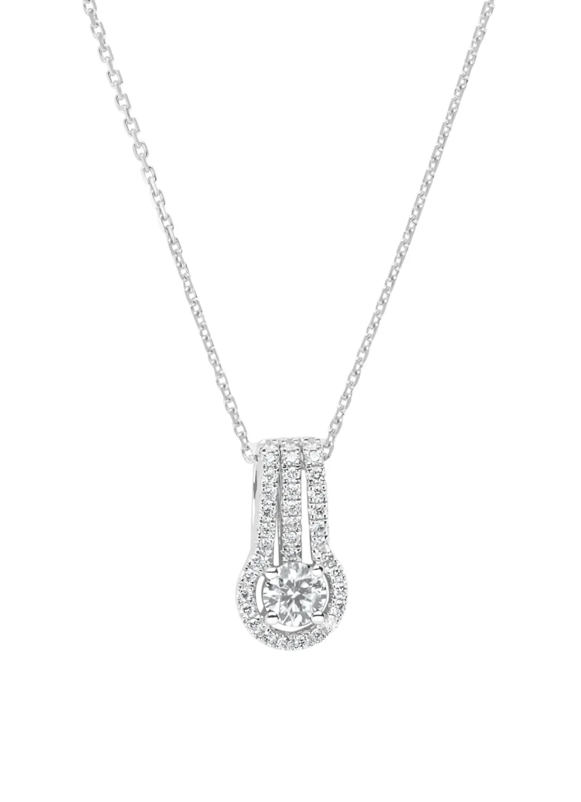 Diamond Point Losse Hangers|Witgouden Bruidssieraden<Witgouden hanger, 0.41 ct diamant, Hearts & Arrows