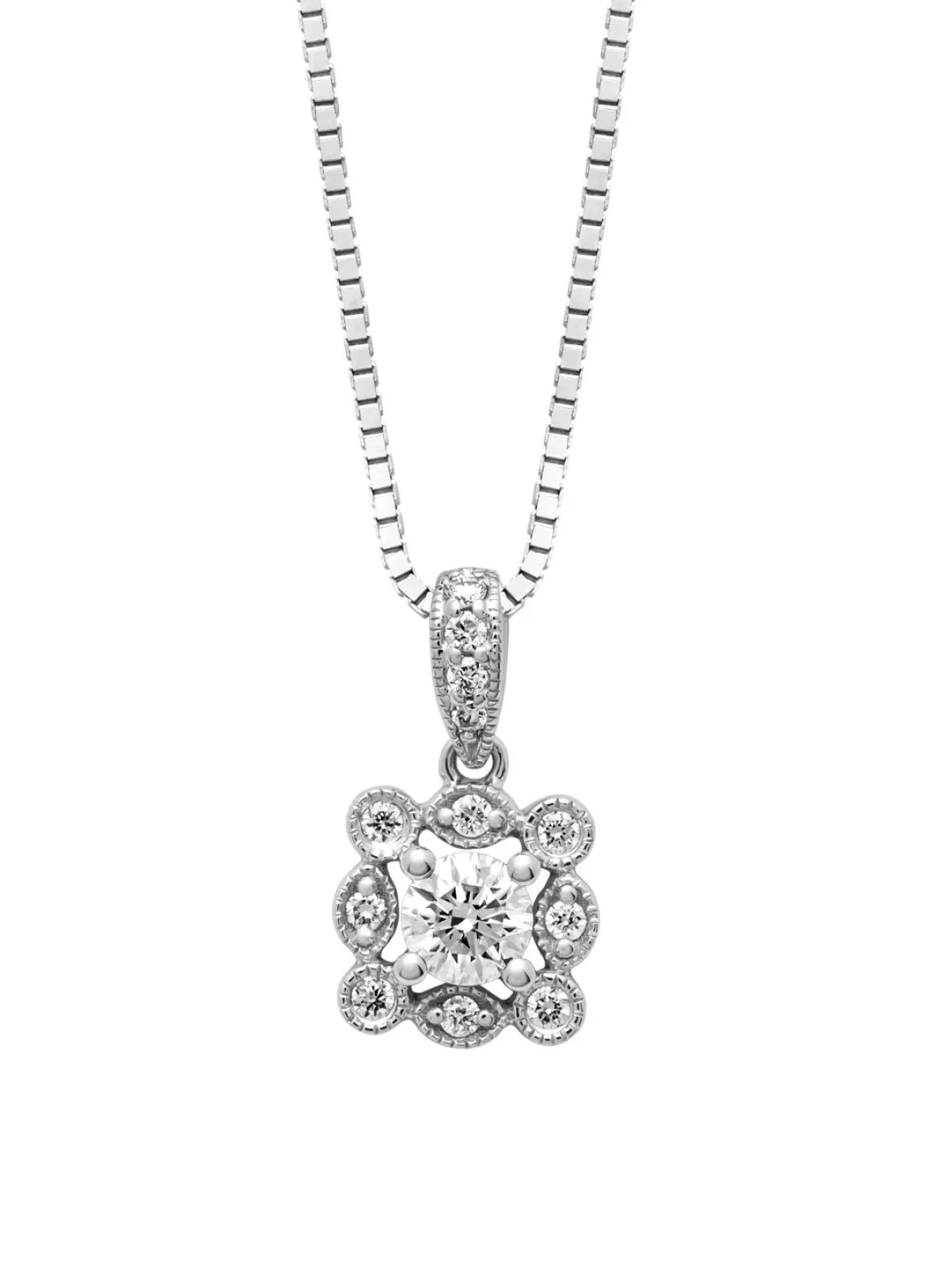 Diamond Point Losse Hangers|Witgouden Bruidssieraden<Witgouden hanger, 0.29 ct diamant, Since 1904