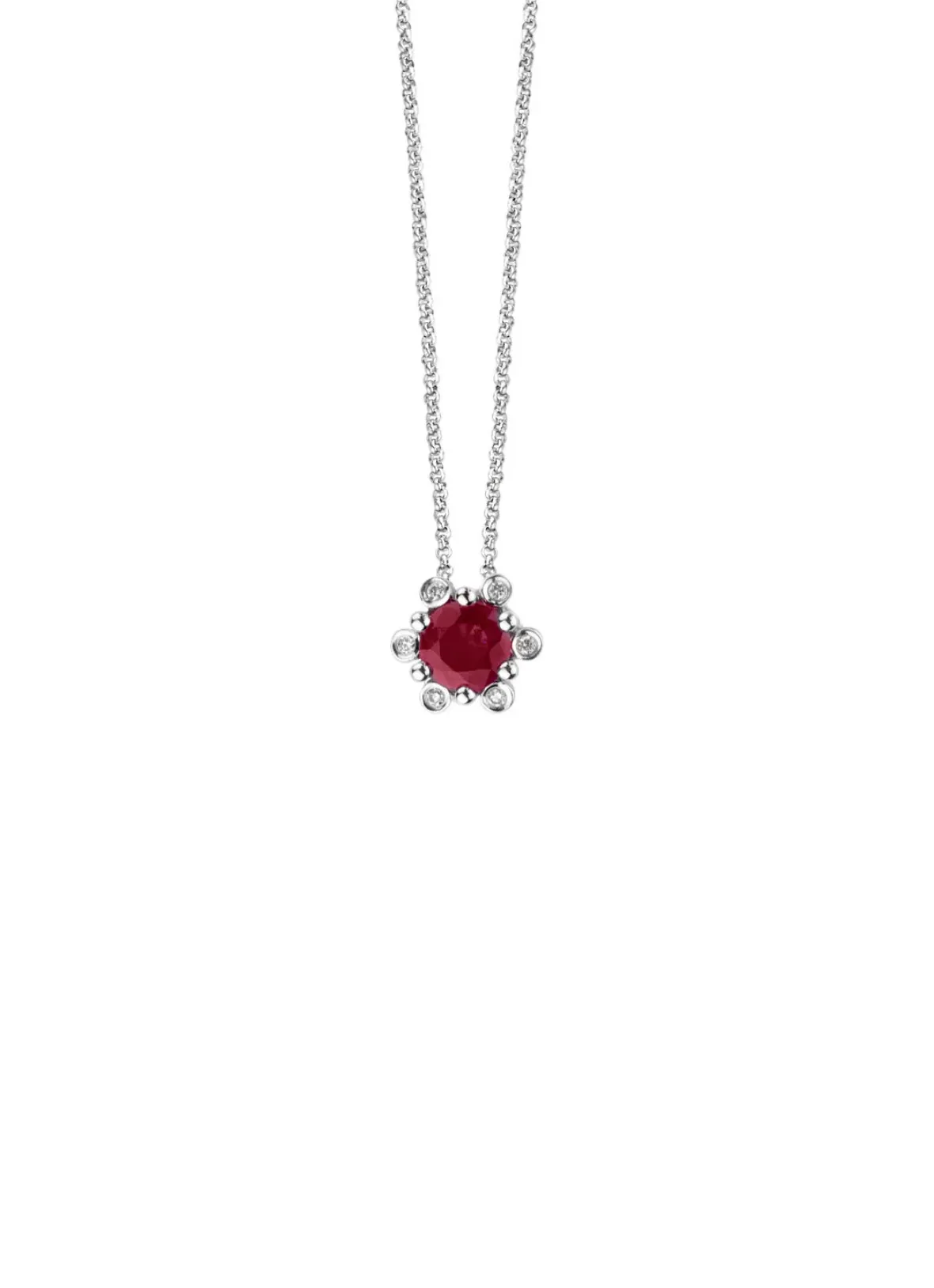 Diamond Point Losse Hangers|Witgouden Bruidssieraden<Witgouden hanger, 0.44 ct robijn, Empress