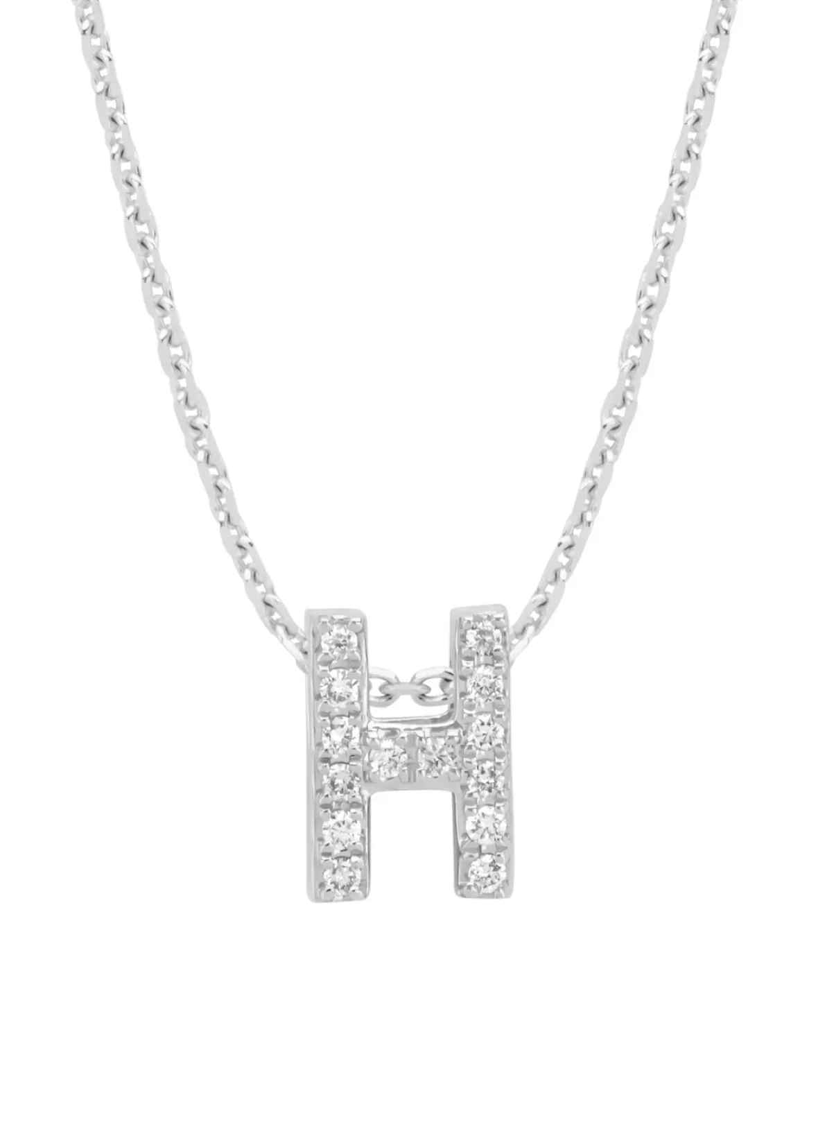 Diamond Point Letter Hangers|Losse Hangers<Witgouden hanger H, 0.05 ct diamant, Alphabet