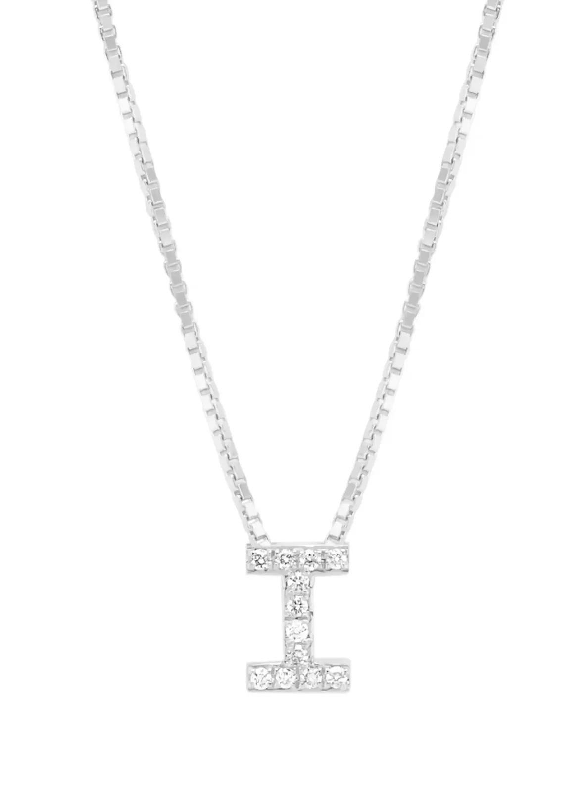 Diamond Point Losse Hangers|Witgouden Bruidssieraden<Witgouden hanger I, 0.05 ct diamant, Alphabet