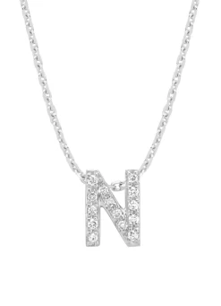 Diamond Point Letter Hangers|Losse Hangers<Witgouden hanger N, 0.05 ct diamant, Alphabet