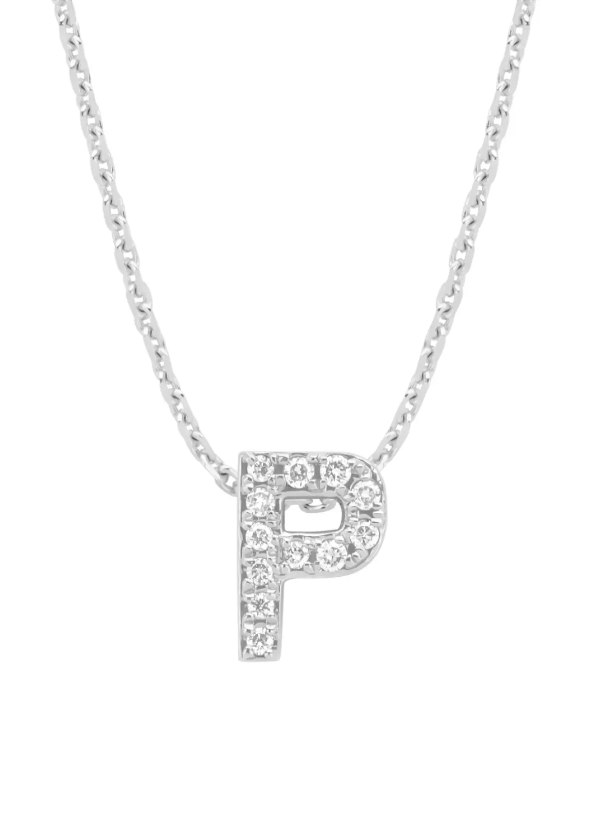 Diamond Point Letter Hangers|Losse Hangers<Witgouden hanger P, 0.05 ct diamant, Alphabet