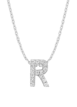 Diamond Point Letter Hangers|Losse Hangers<Witgouden hanger R, 0.06 ct diamant, Alphabet
