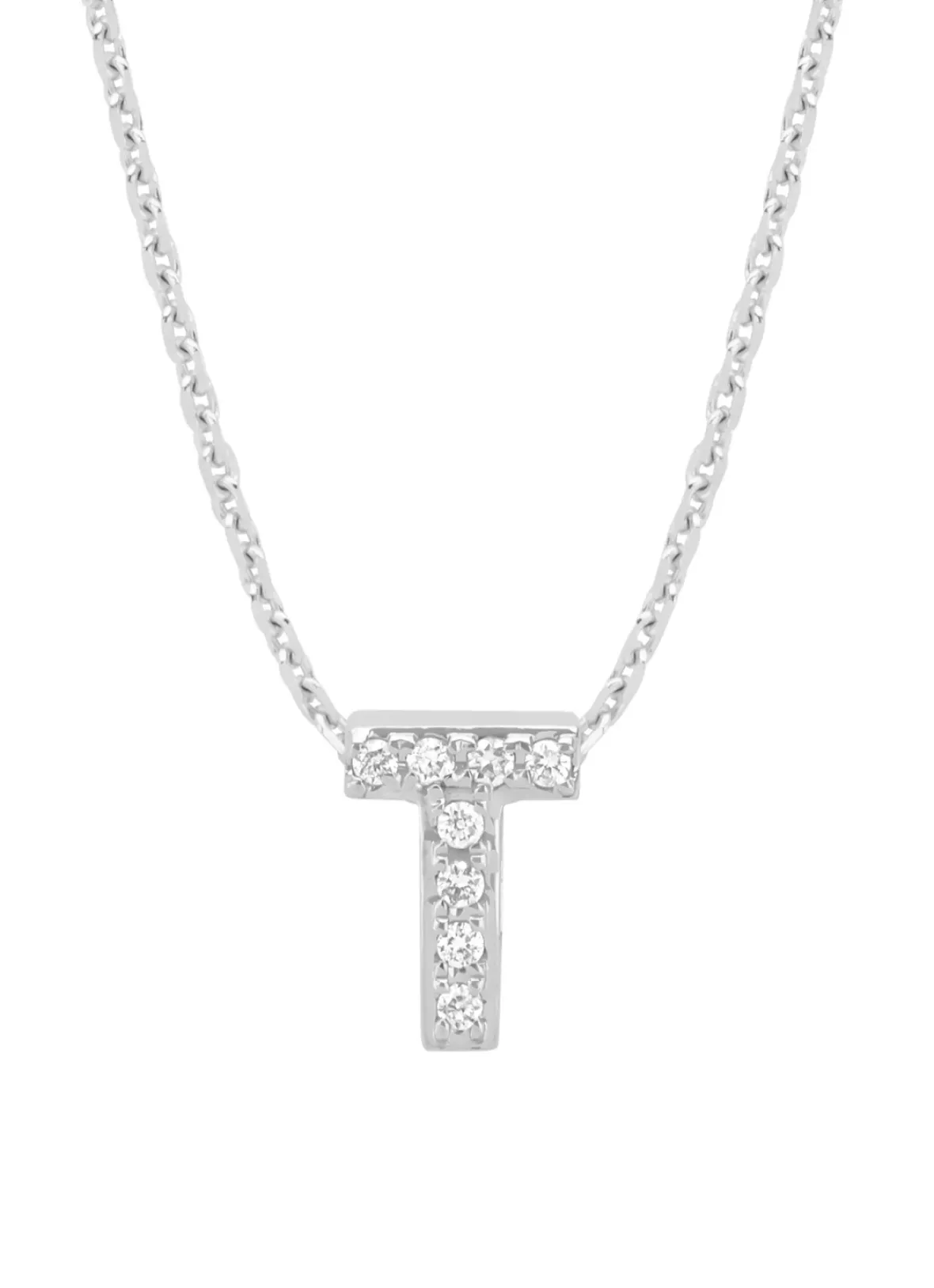 Diamond Point Letter Hangers|Losse Hangers<Witgouden hanger T, 0.04 ct diamant, Alphabet