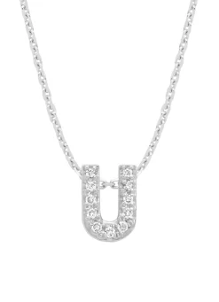 Diamond Point Letter Hangers|Losse Hangers<Witgouden hanger U, 0.05 ct diamant, Alphabet