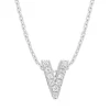 Diamond Point Letter Hangers|Losse Hangers<Witgouden hanger V, 0.04 ct diamant, Alphabet
