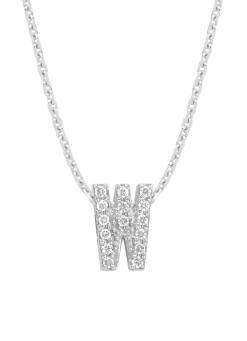 Diamond Point Letter Hangers|Losse Hangers<Witgouden hanger W, 0.06 ct diamant, Alphabet