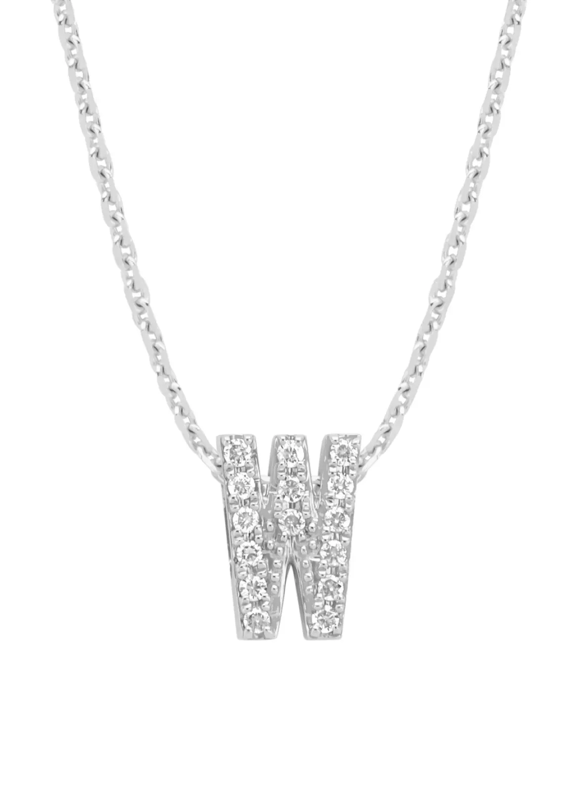 Diamond Point Letter Hangers|Losse Hangers<Witgouden hanger W, 0.06 ct diamant, Alphabet