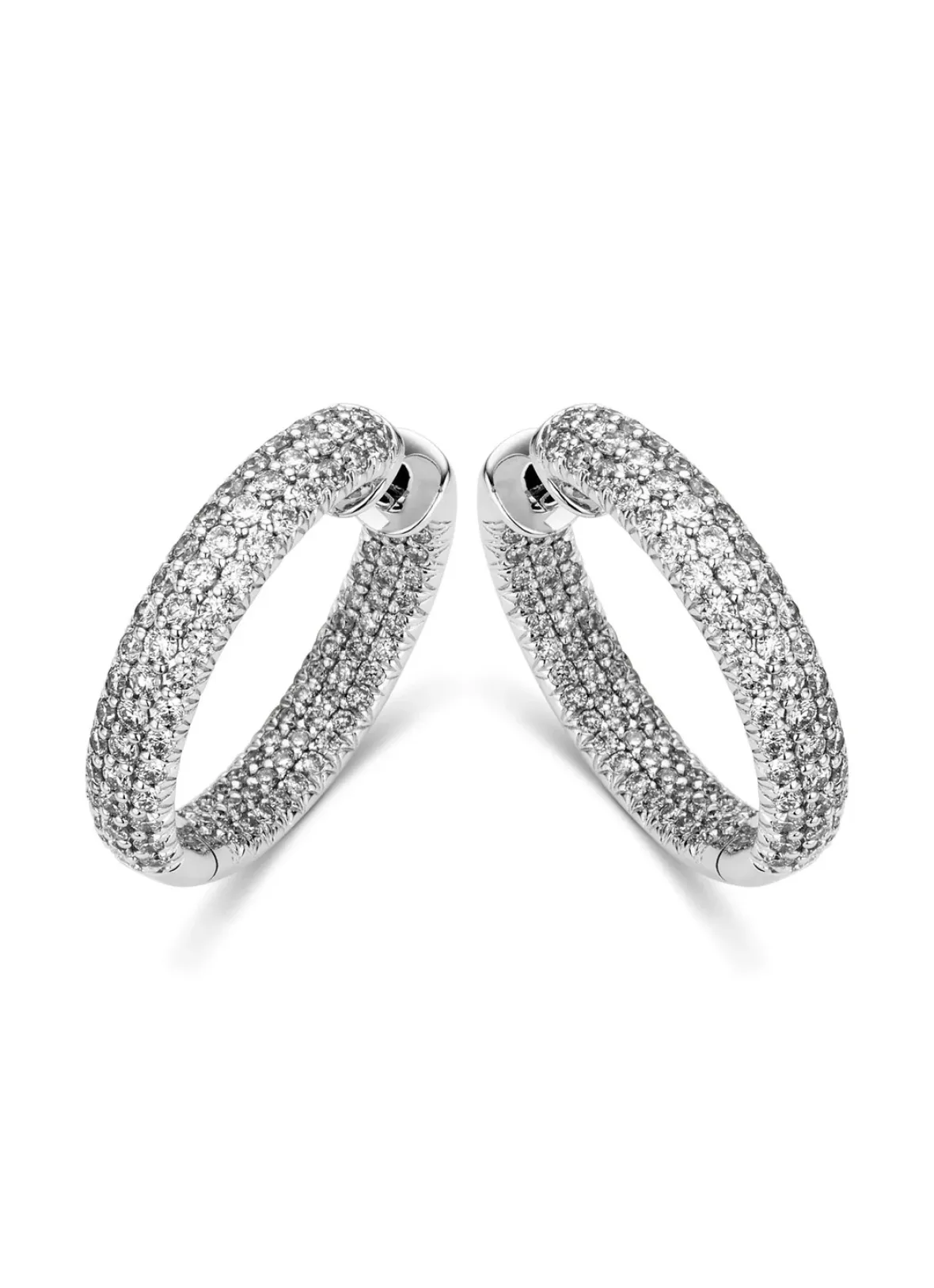 Diamond Point Witgouden Oorsieraden|Diamanten Oorsieraden<Witgouden oorsieraden, 2.22 ct diamant, Caviar