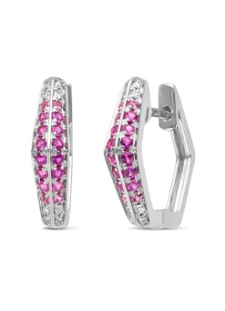 Diamond Point Witgouden Oorsieraden|Oorsieraden Met Kleurstenen<Witgouden oorsieraden, 0.30 ct roze saffier, Ensemble